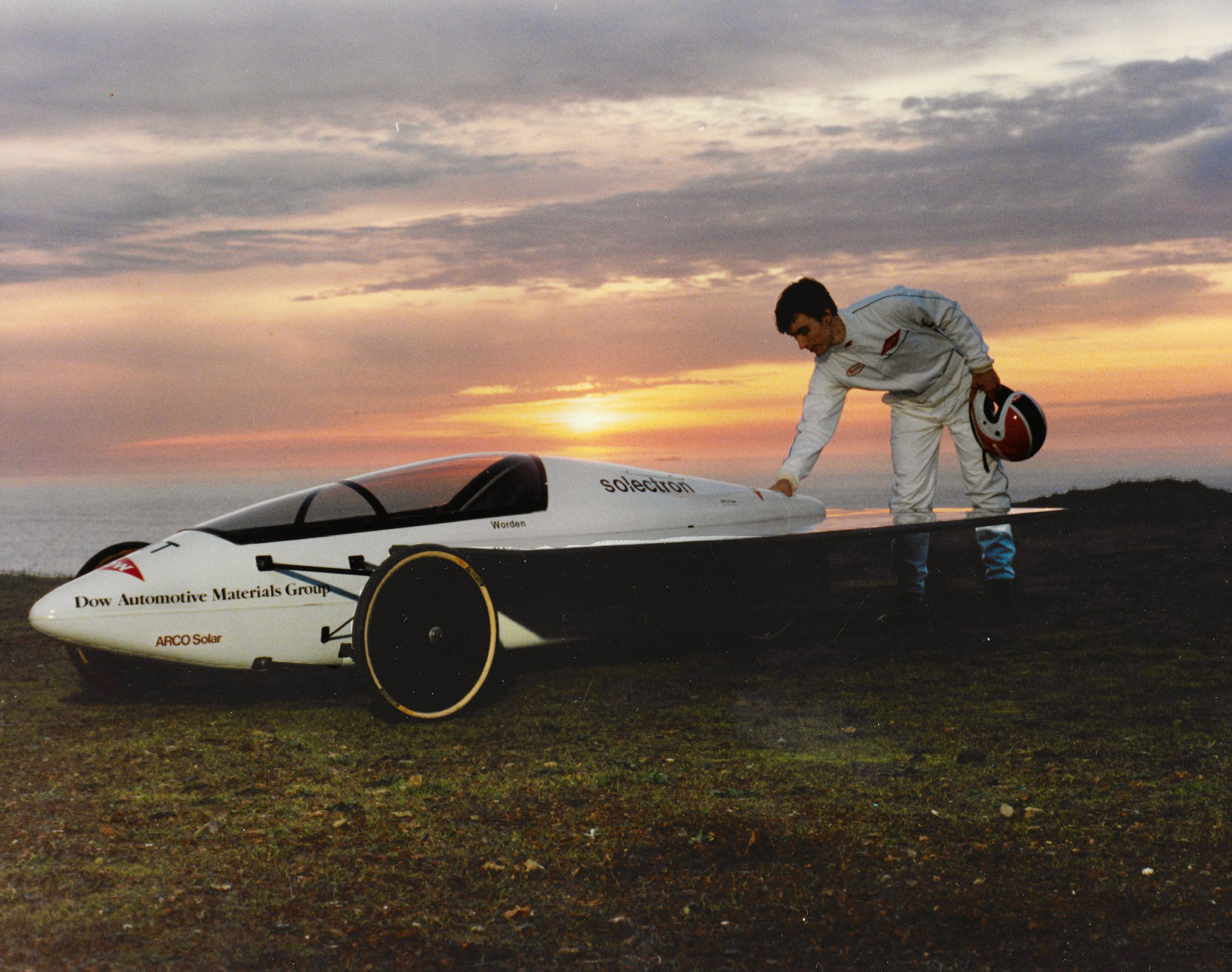 James Worden with an MIT Solar Electric Vehicle 