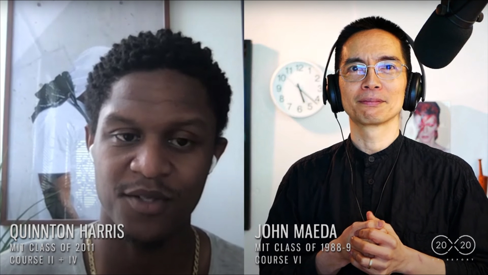 Screenshot of interview with Quinnton Harris and John Maeda